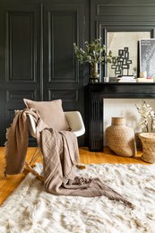 Plaid coton SUZETTE 130x160cm, taupe