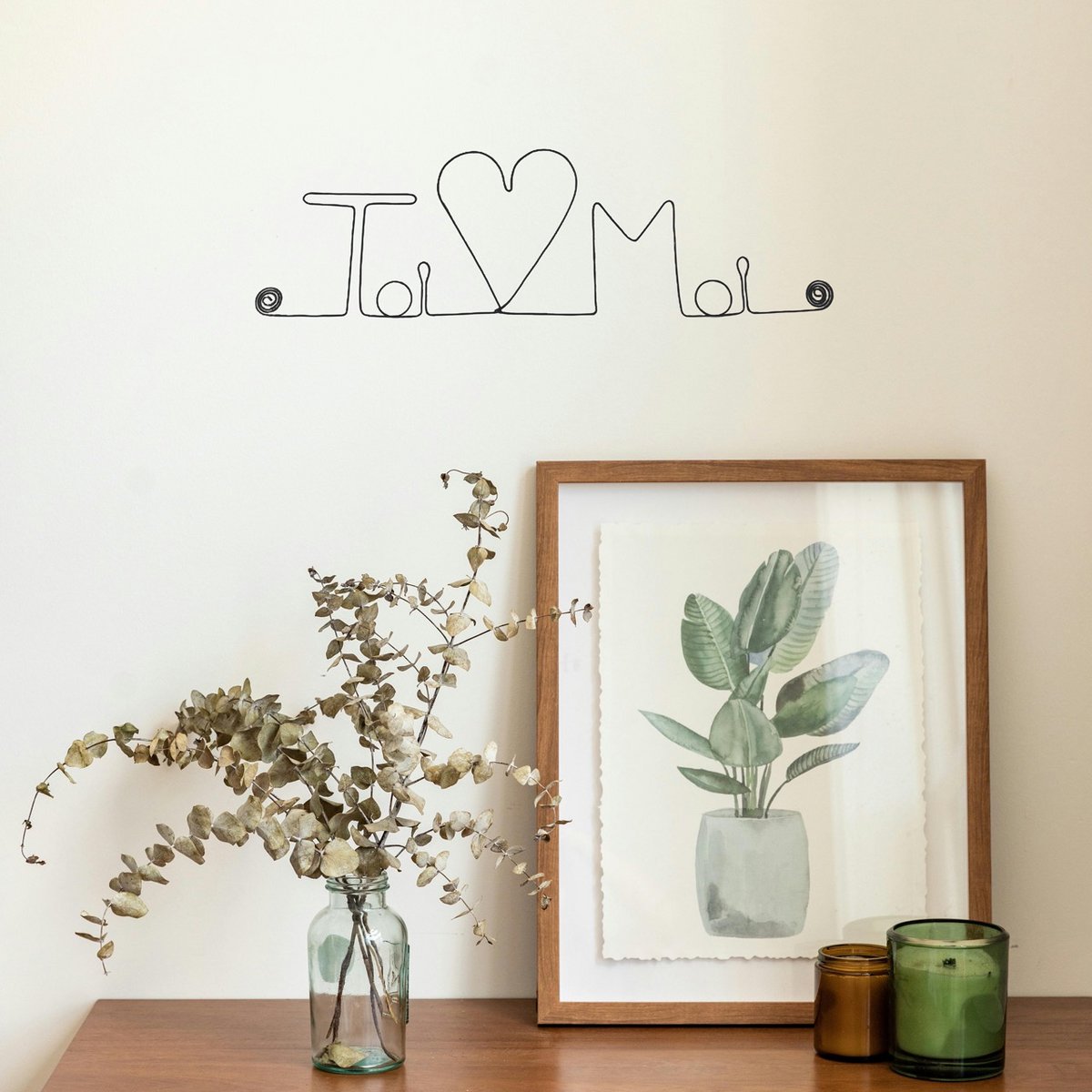 Décoration Murale en Fil de Fer "Toi ♥︎ Moi" - à punaiser - Bijoux de Mur -Saint Valentin/Cadeau Couple