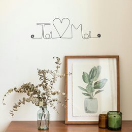 Décoration Murale en Fil de Fer "Toi ♥︎ Moi" - à punaiser - Bijoux de Mur -Saint Valentin/Cadeau Couple