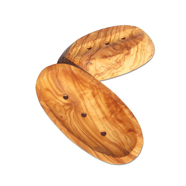 Porte-savon ovale d'environ 12 - 14 cm en bois d'olivier