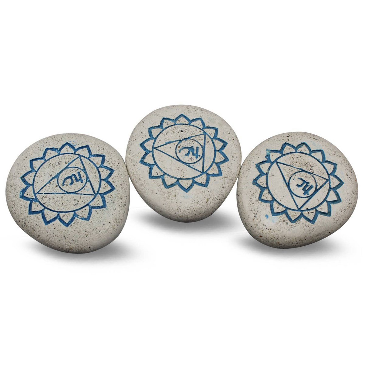 Pebble - Engraved River Stone 5th Chakra light blue