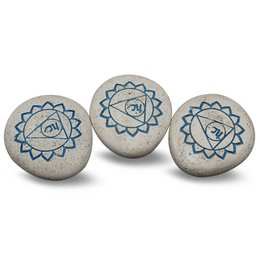 Pebble - Engraved River Stone 5th Chakra light blue