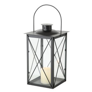 Lantern black metal 17x30cm