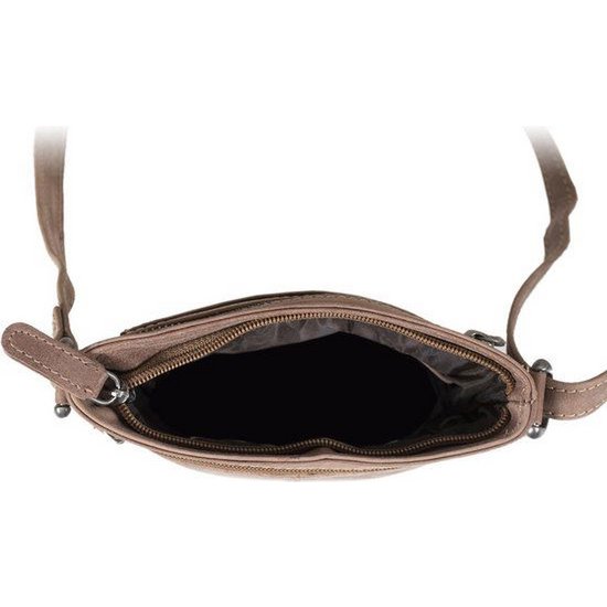 Bolso de hombro de cuero Taupe - Bolsa de cuerpo cruzado hecho de cuero con tope