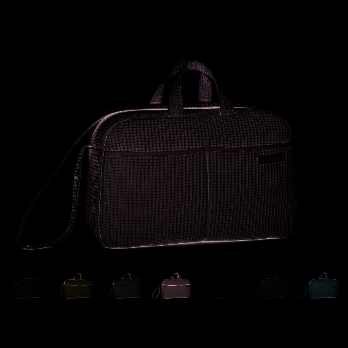 Umhänge-Umstandstasche für Kinderwagen und Krankenhaus. Praktische und elegante Organizer-Tasche mit großem Fassungsvermögen. Produkt hergestellt in Spanien.