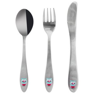 Kinderen bestek stalen uil 3 pc's