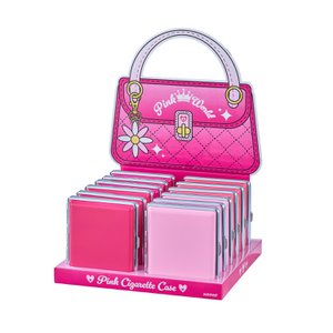 Display of 12 pink cigarette cases