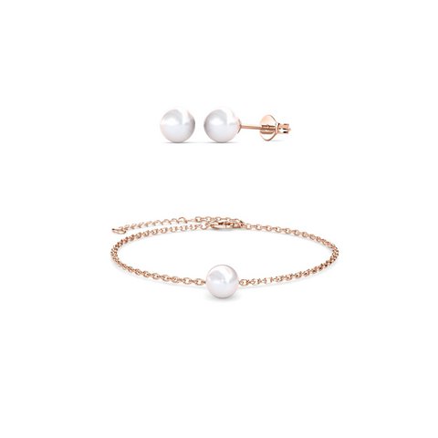 Vollmond-Kristallperlen-Set und Box – Roségold und Kristall