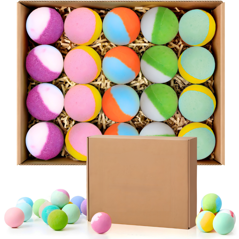 Bombe da bagno - Set da 20 pezzi - 5 profumi diversi - Rose, Gelsomino, Lavanda, Zenzero e Tea tree