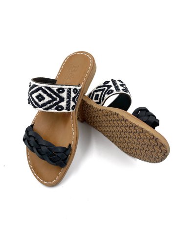 Dames Boho sandalen, lederen chic sandalen voor dames, stijlvolle sandalen Boho, chic oude Griekse sandalen, platte glijbaan Boho sandalen voor dames