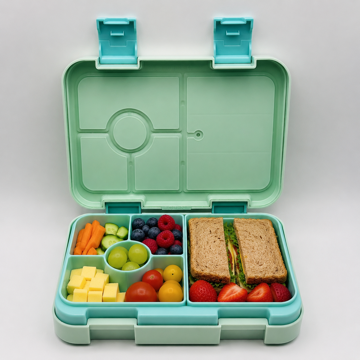 Kinderlunchbox met vakken - voetballer mint | JENARD®