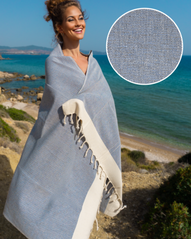 MANOLIA Cotton Hammam Spa Towel – Quick Dry – Dark Blue - 180x100 cm