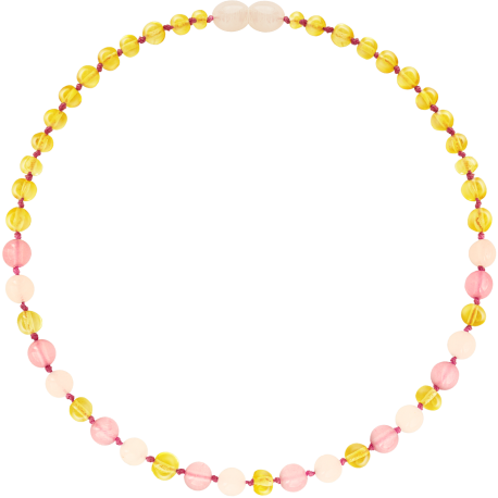 Amber baby-toddler necklace - lemon - rose quartz - jade (32 cm)