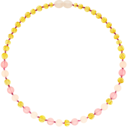 Rav halskæde til småbørn - citron - rosenkvarts - jade (32 cm)