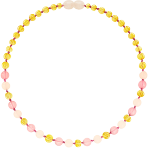 Amber baby-toddler necklace - lemon - rose quartz - jade (32 cm)