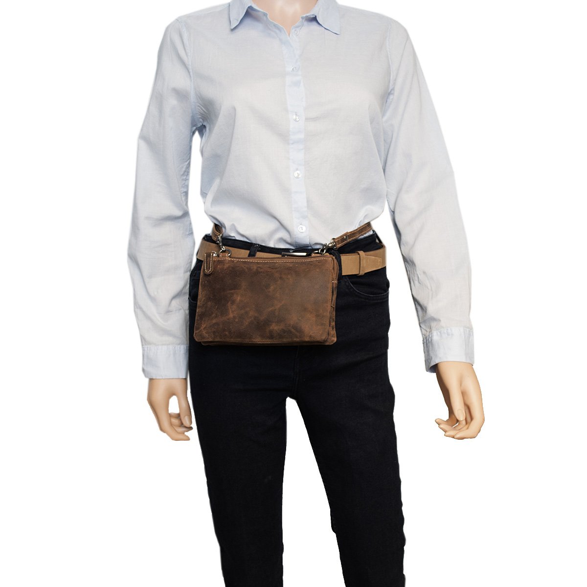 Skuldertaske I 3 farver Buffalo Læder - Festivaltaske - Lædertaske Lille - Crossbody taske til kvinder Læder - Str. L