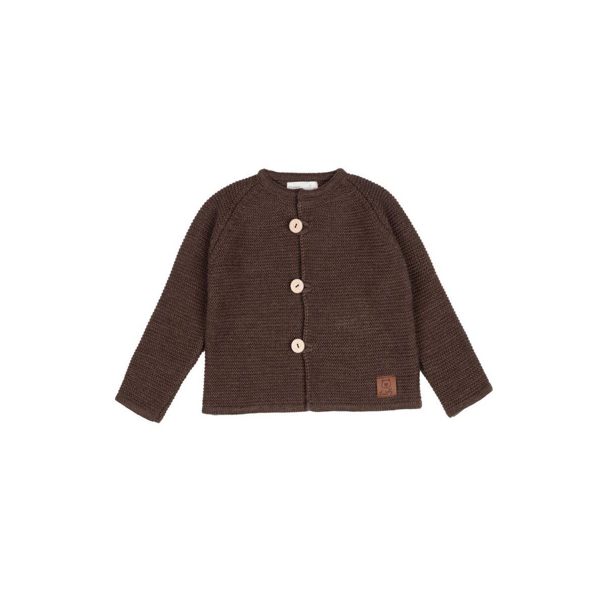 Dziecięcy sweterek z guzikami FINN - 100% wełna merino - brązowy