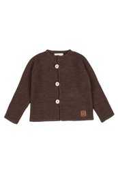 Kinderpullover mit Knöpfen FINN – 100 % Merinowolle – braun