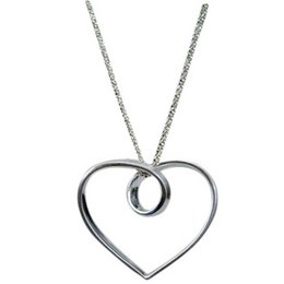 Silver heart-shaped pendant with a small heart detail. Elegant and minimalist design, suitable for everyday wear.