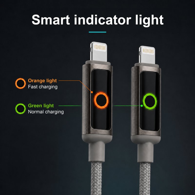 Cable NOVOTECK S-144 USB-C a Lightning: carga rápida de 30 W, 1 m, indicador LED y transferencia de datos
