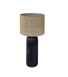 Raffia and ceramic table lamp