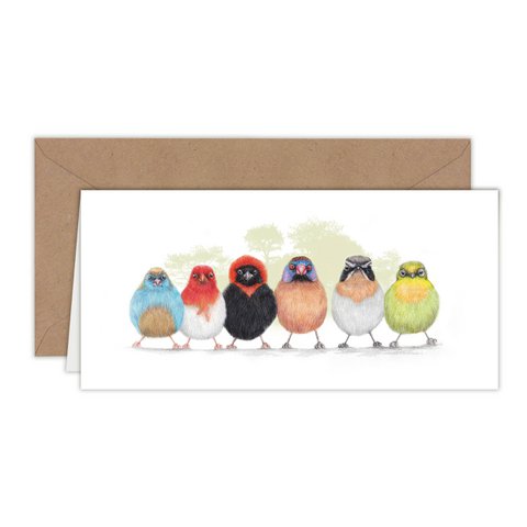 Schattige kleine vogels - dierenwenskaart - verjaardagskaarten, blanco kaart
