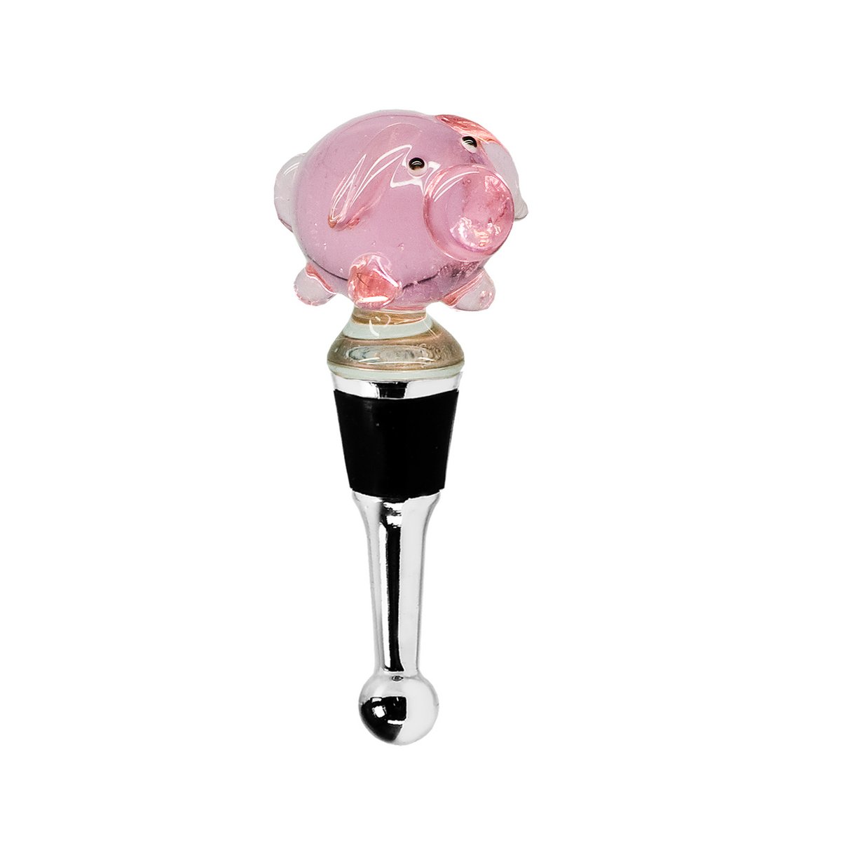 EDZARD bottle stopper pig (height 10 cm) for champagne, wine and sparkling wine, in the style of traditional glass art, handmade