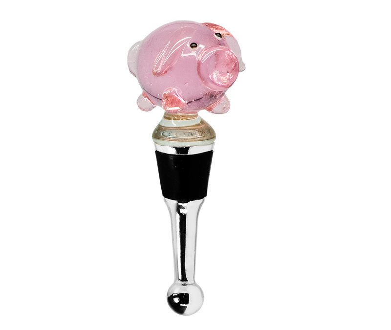 EDZARD bottle stopper pig (height 10 cm) for champagne, wine and sparkling wine, in the style of traditional glass art, handmade