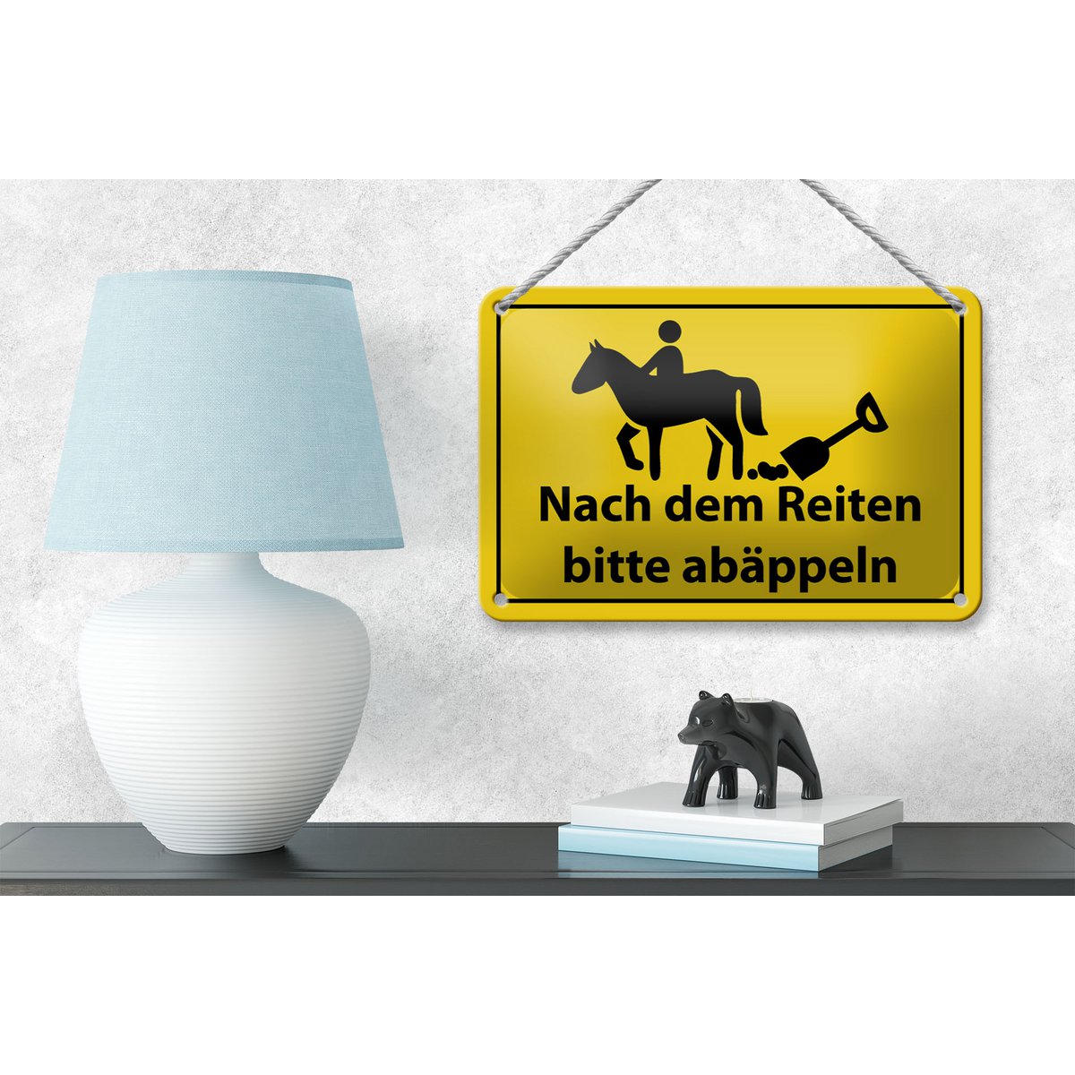 Tin sign note 18x12cm Please abäppel after riding decoration