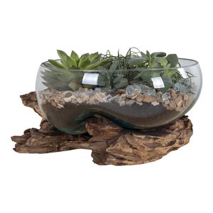 San Marino Waterdrop - Teakwood, Glass, Steel, Natural - 26x26x20 cm