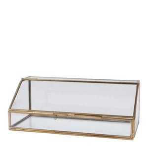 Displaybox 30x12 cm - Gold - Messing / Glas