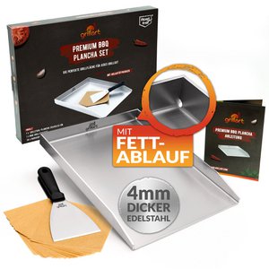 Premium Plancha Grill -plaat gemaakt van roestvrij staal van hoge kwaliteit inclusief grill spatel - voor grillen of teppanyaki