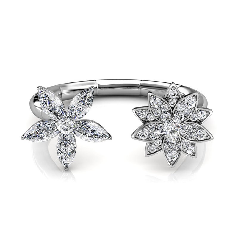 Anello Fraternal Bloom - Argento e cristallo