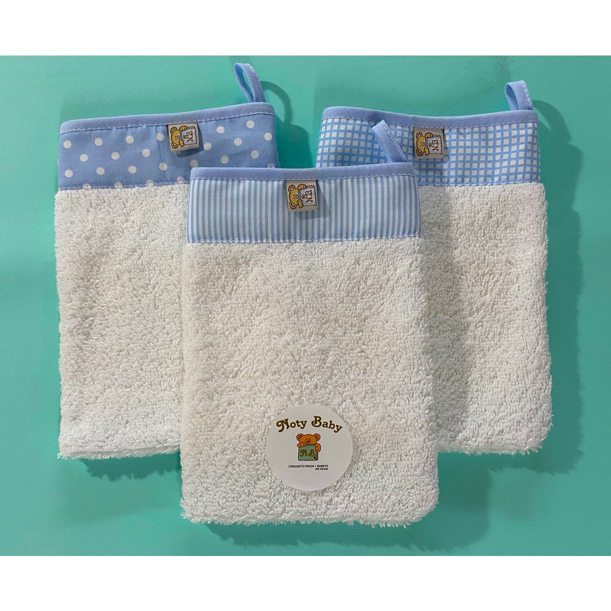 Conjunto de 3 Luvas de banho para bebé 100% algodão