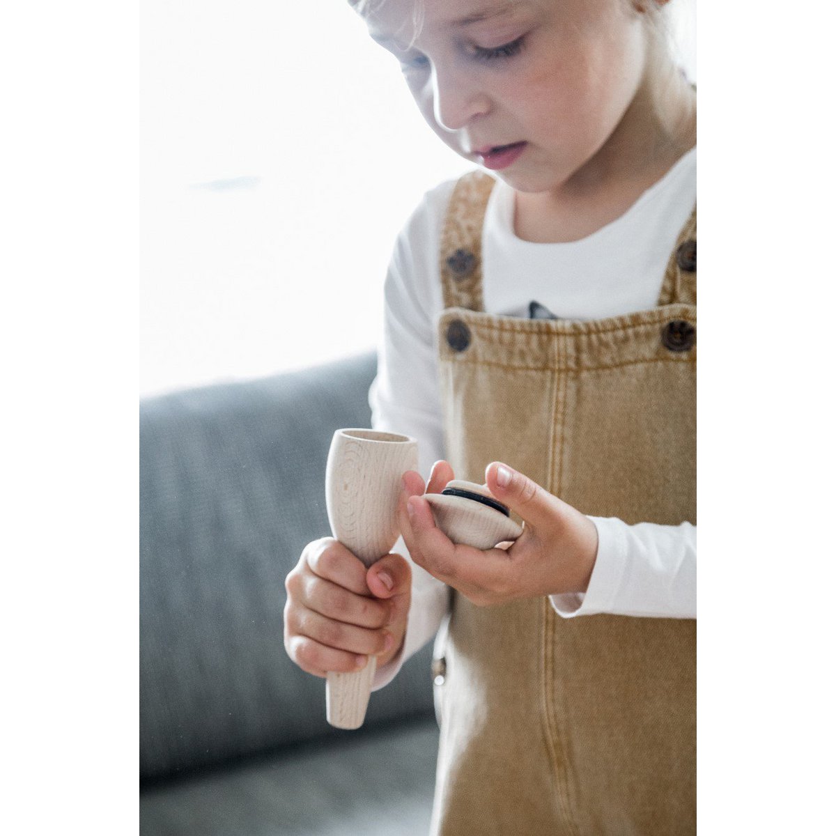 Kreatywna grzechotka „Frieda” Wypełnianie i malowanie | Naturalna drewniana zabawka dźwiękowa | Drewniane zabawki dla Montessori i Waldorf | od 3 lat | 100% wyprodukowano w Niemczech