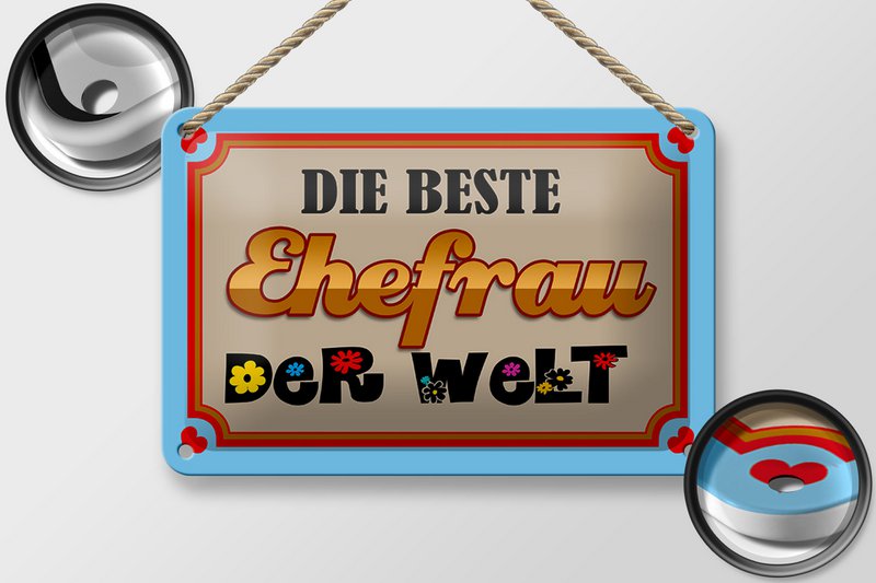 Tin sign saying 18x12cm the best wife in the world decoration