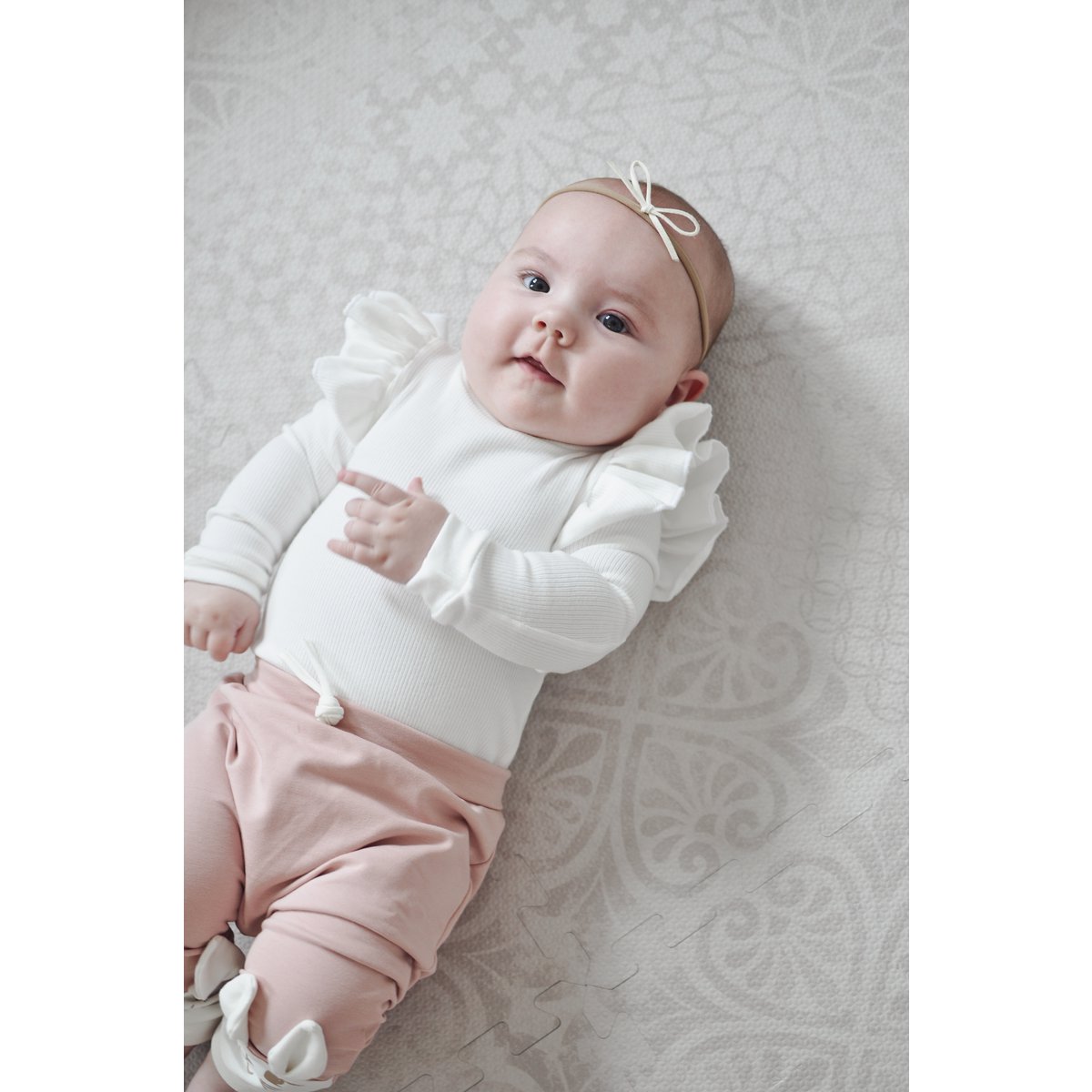 Creamy White Ribbed Bodysuit With Ruffles