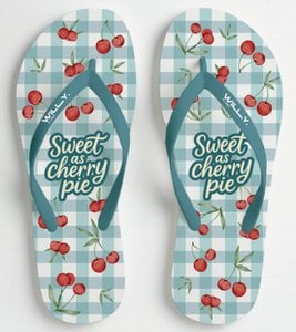 Cherry Print Women's Flip Flops - Sizes 36-41