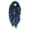 Scarf Ladies Print 90x180 cm Blue White Synthetic Flower Shawl Ladies
