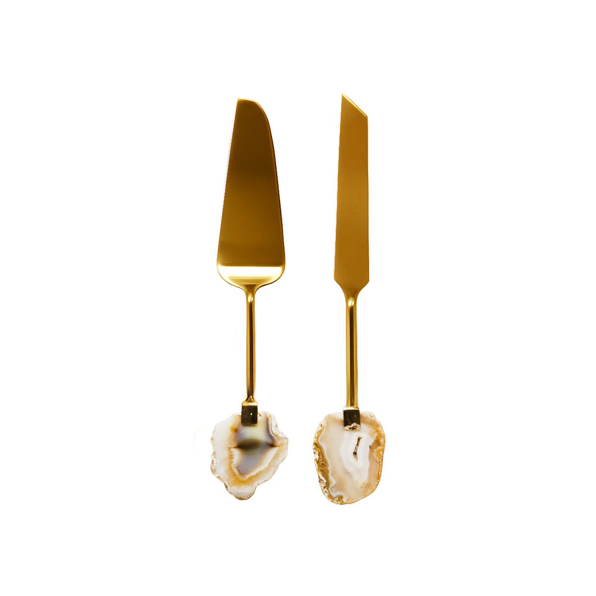 Tarte Schaufel und goldenes Messer Pierre Achat beige
