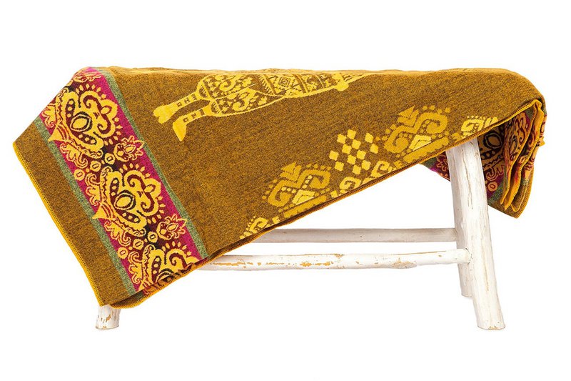 Mini Alpaga Jaune - mini couverture en alpaga - 110x185cm