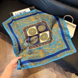 Royal Blue Royal Blue Scarf Effect Chic Silk Effect 70x70