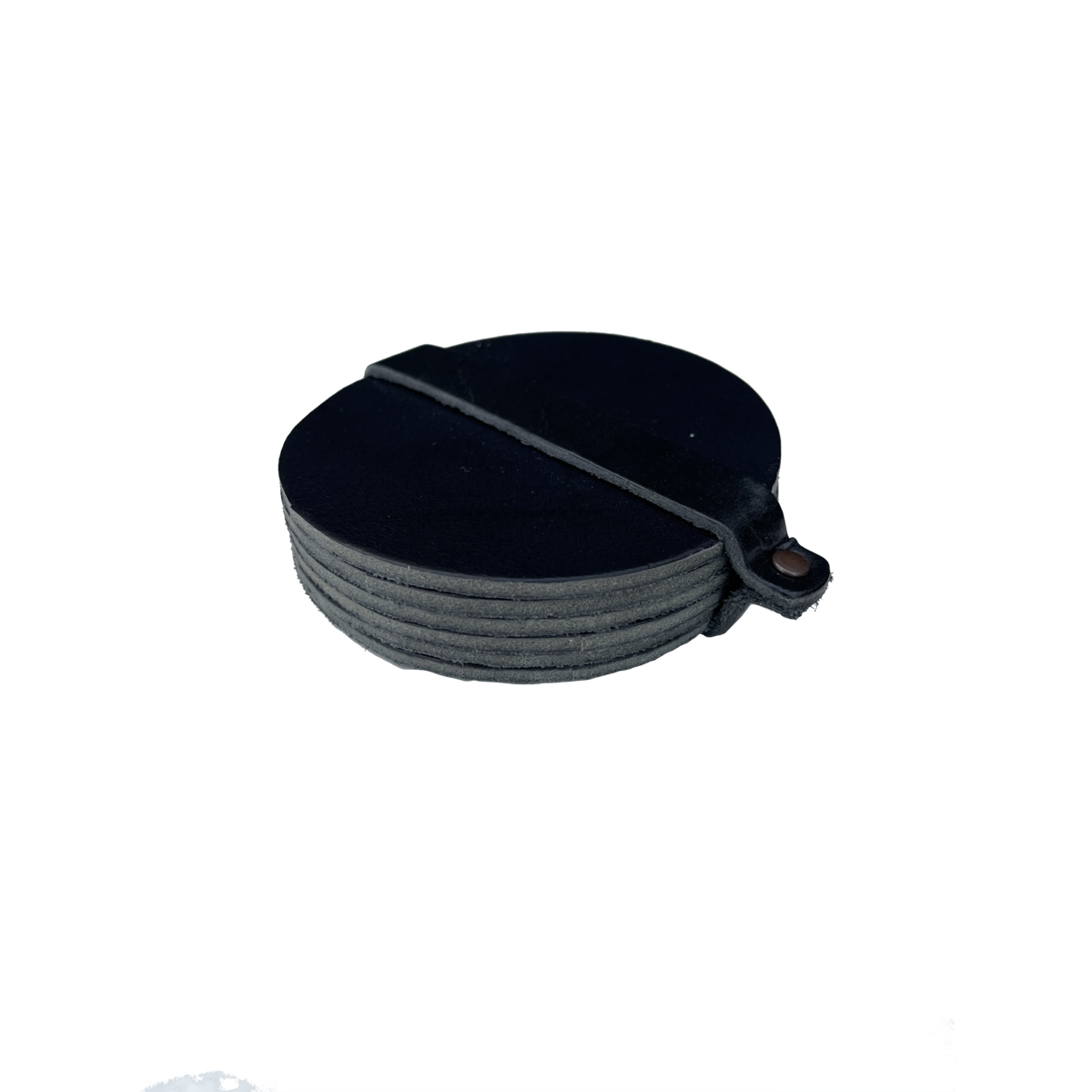 Posavasos (6 piezas) de cuero real redondo negro