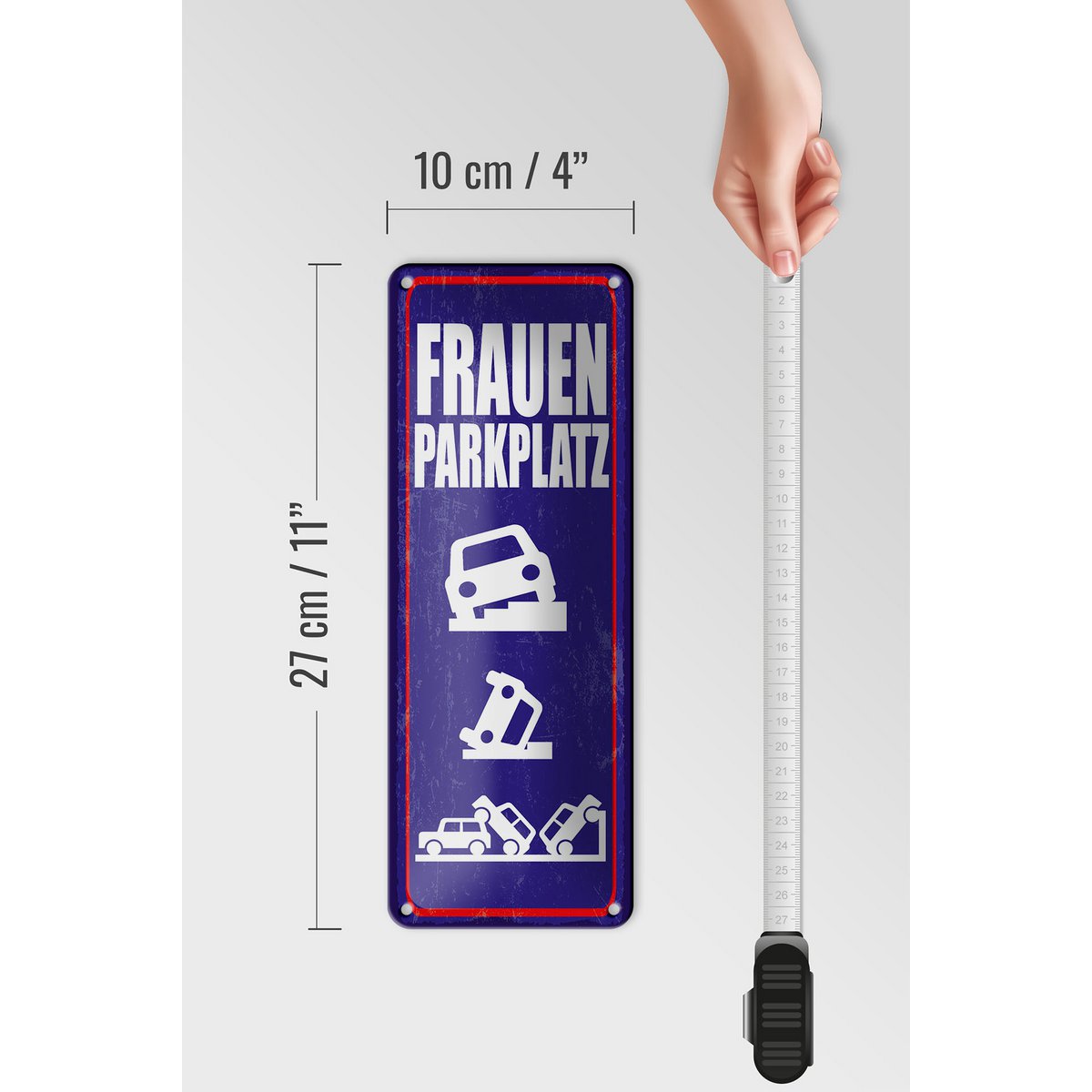 Blechschild Spruch 27x10 cm Frauenparkplatz lustiges Deko Schild