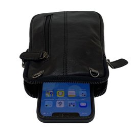Lederhandytasche für Damen und Herren mit verstellbarem Schultergurt in 5 Farben