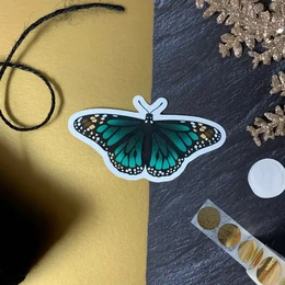 Turquoise papillon - autocollant