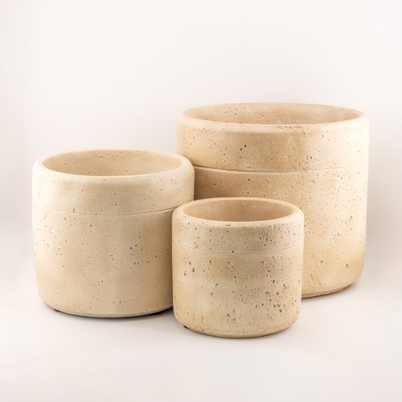 Earthenware flower pot beige L