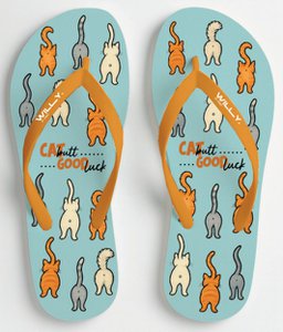 Cat Butt Print Flip Flops Women Sizes 36-41