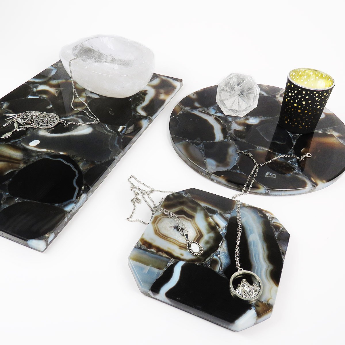 Schwarzes Achat-Tablett