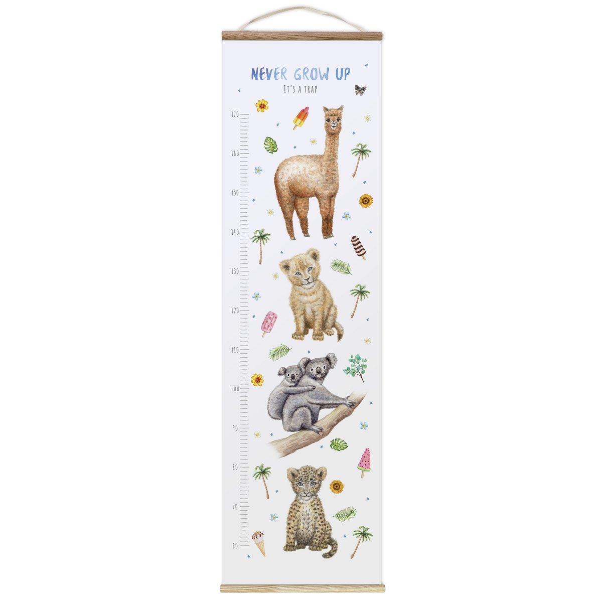 Growth chart tropical blue - textile poster